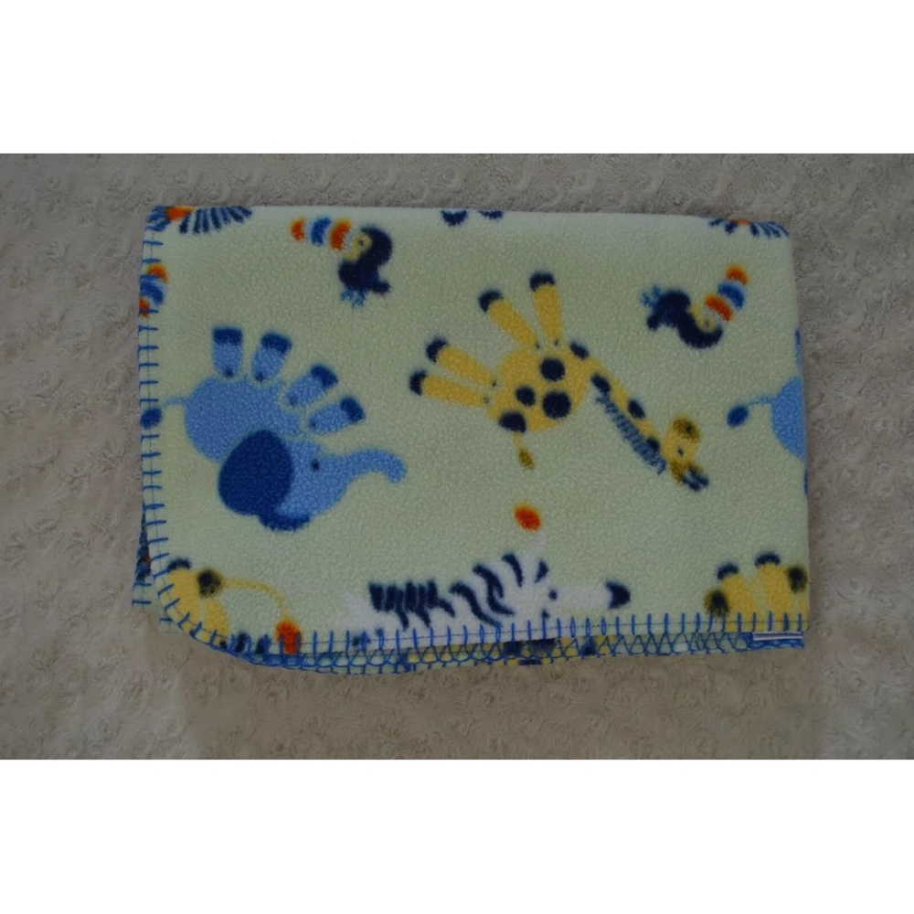 Baby Connection Safari Animals Baby Blanket Blue Elephant Lion Giraffe Toucan
